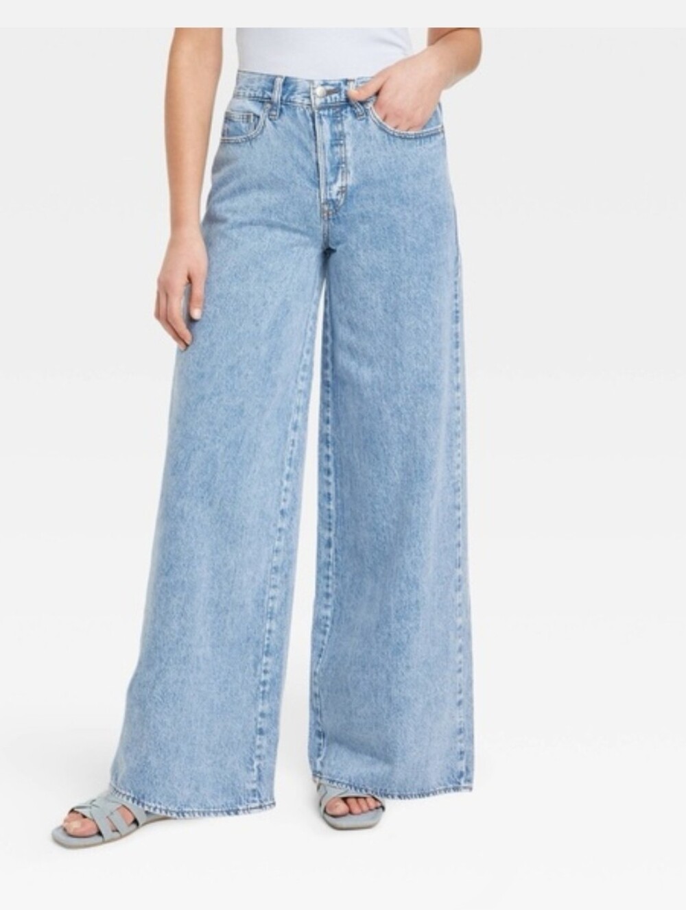 Universal Thread Women's Mid Rise Super Wide Leg Jeans Size 14 Relaxed